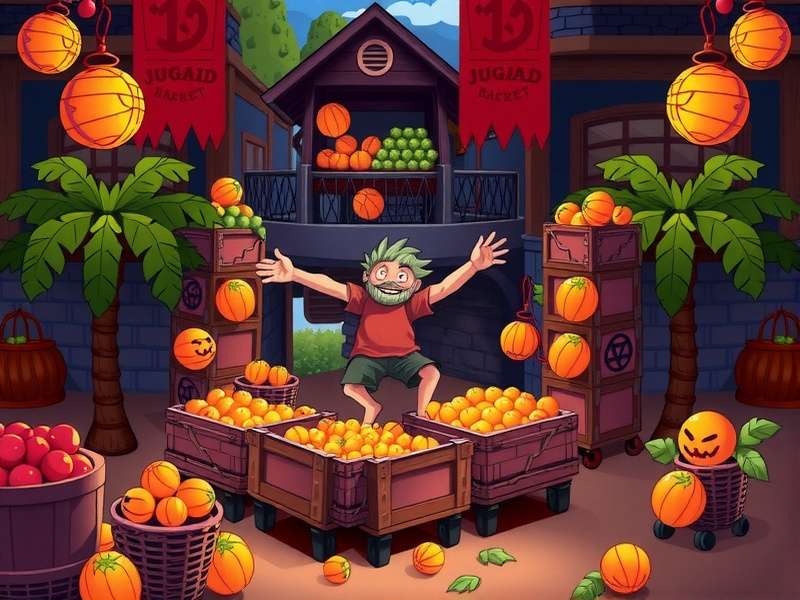 Jugaad Basket Jam - Court-Specific Strategies Jugaad Basket Jam player using market crates for strategy